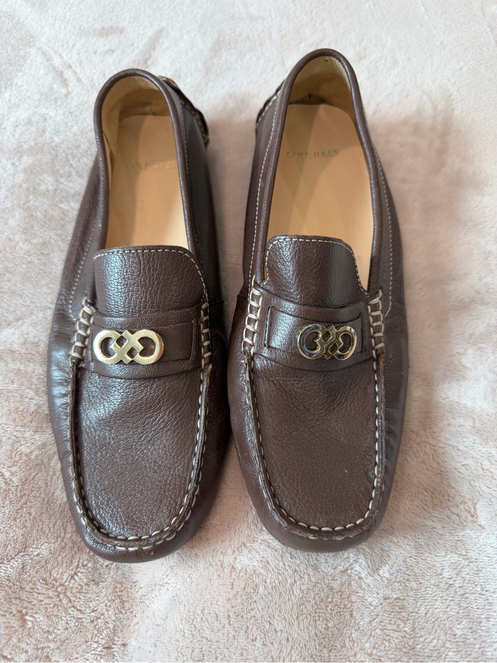 Cole Haan Brown Leather Loafers with Gold Hardware size 7